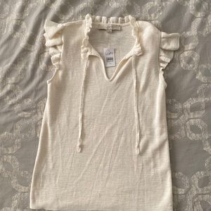 LOFT cotton, ruffle detail blouse